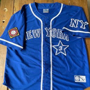Ghetto All Stars New York #3 Vintage Fox Sport Jersey Mens 2XL Blue Short Sleeve